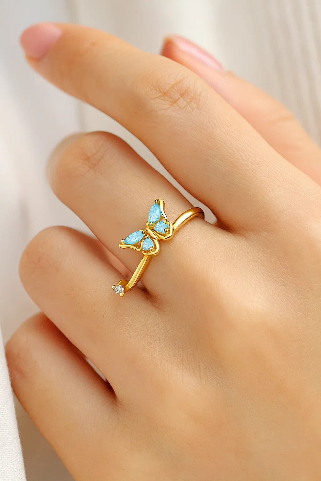 Blue Flutter Butterfly Ring