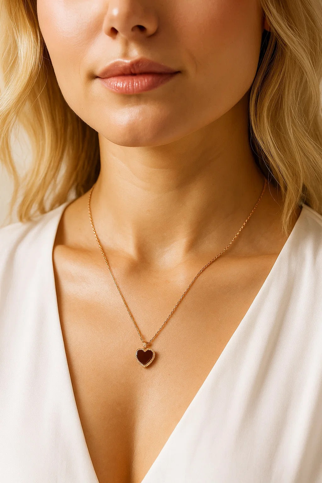 Heart Red Agate Necklace