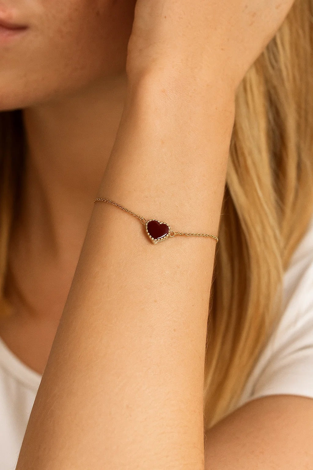 Heart Red Agate Bracelet